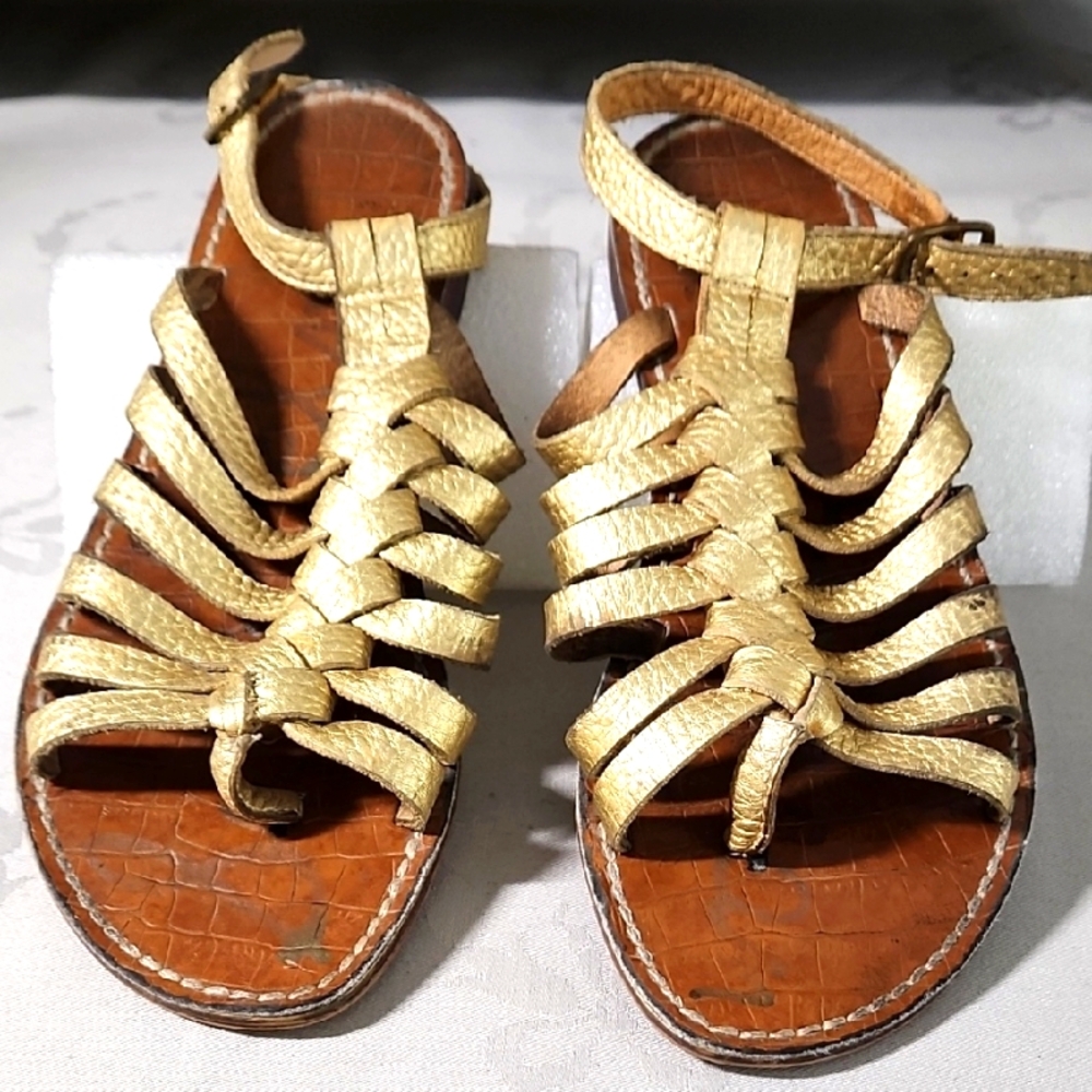 Sam Edelmann Gold Leather Sandals